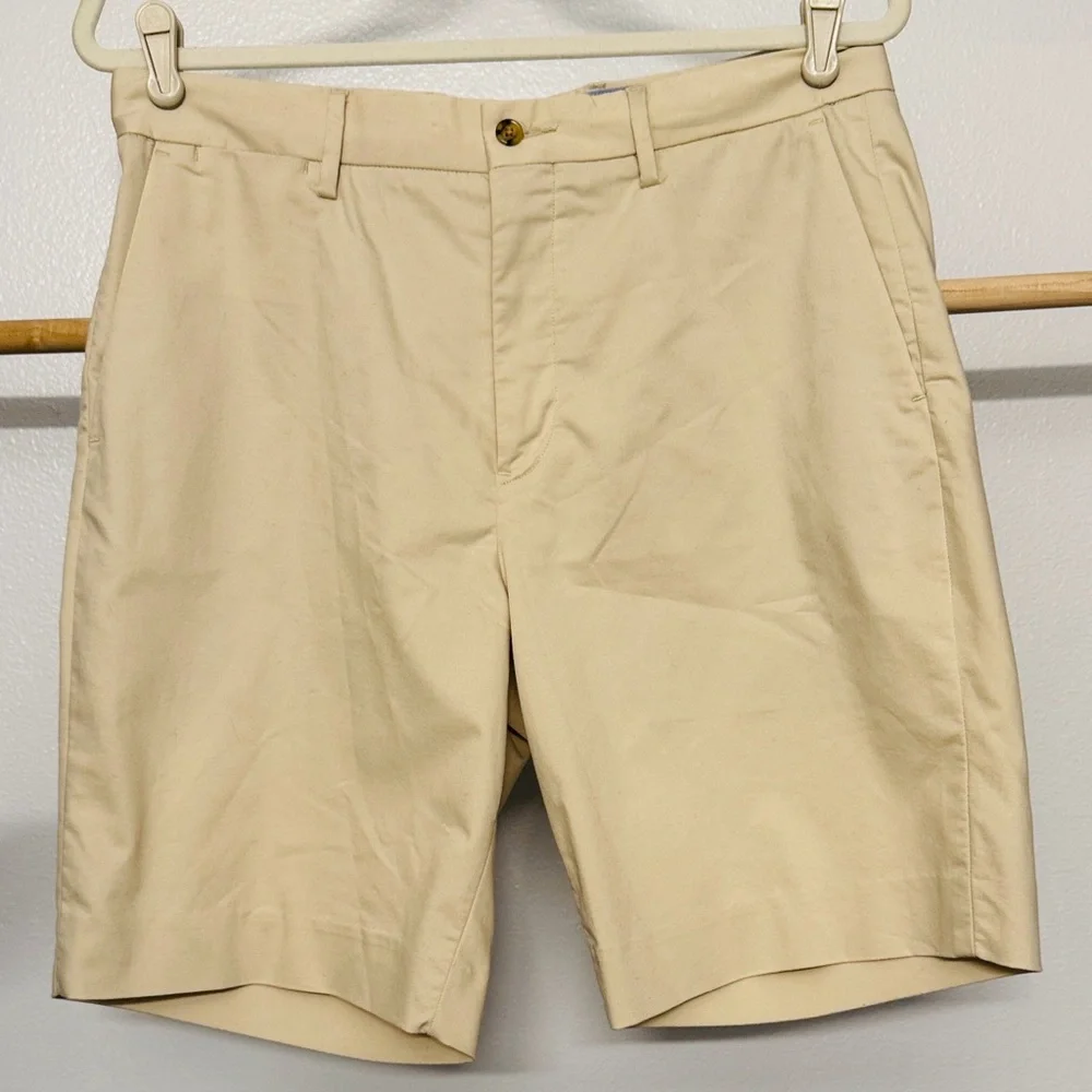 Polo Ralph Lauren Stretch Classic Fit Cotton Blend Flat Front 9” Lt Tan Size‎ 31
